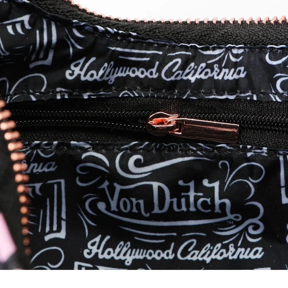 NWT Von Dutch Pink Cheetah Shoulder Bag w/Puffed Lettering and Charms